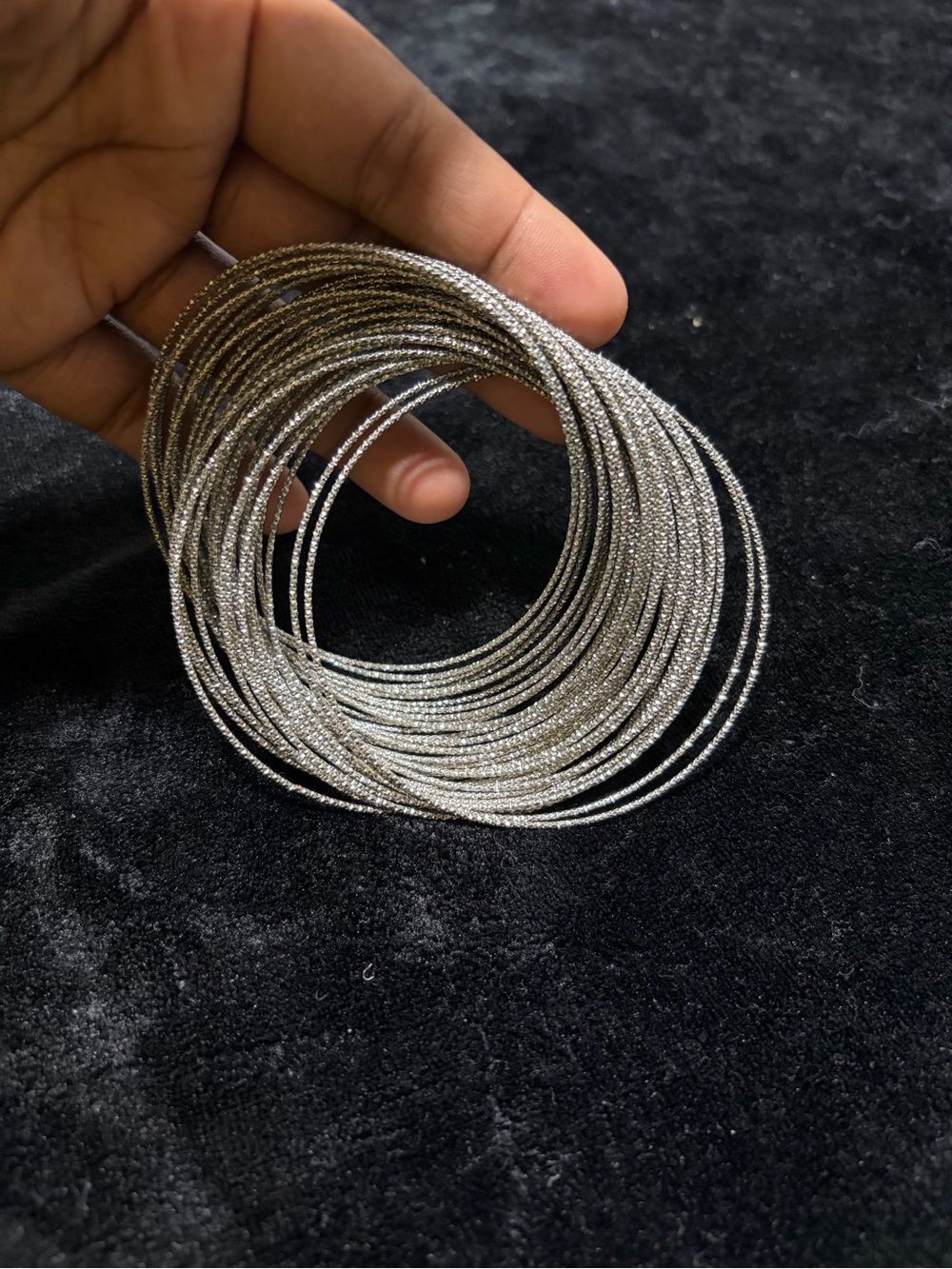 Silver Sparkle Multi-Bangle Set for Women